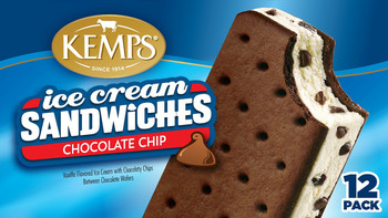 (12 Pack) Kemps Ice Cream Sandwiches Chocolate Chip
