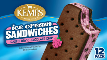 (12 Pack) Kemps Ice Cream Sandwiches Raspberry Chip