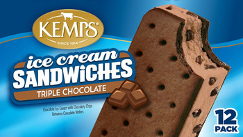 (12 Pack) Kemps Ice Cream Sandwiches Triple Chocolate
